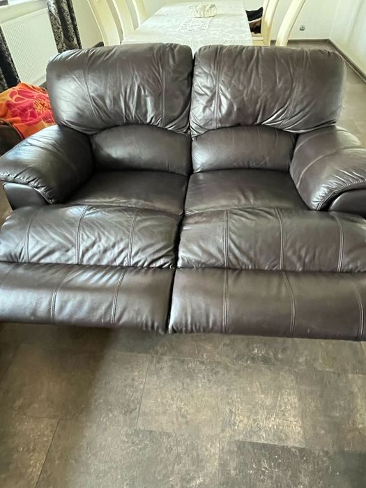 Kanapa 2 sofa Fotel skóra naturalna funkcją relaks