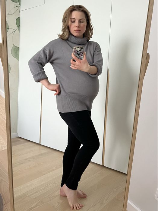 Теплий стильний светр для вагітних сірого кольору, розмір One Size