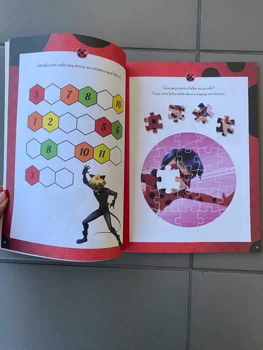 Livro com exercícios de enigmas da Ladybug