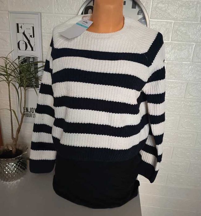 Sweter damski w paski L, nowy
