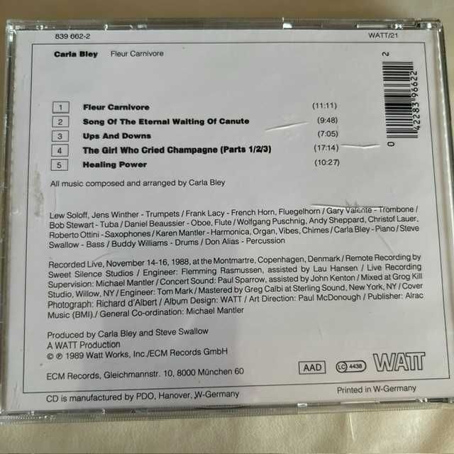 Carla Bley: Fleur Carnivore CD Jazz ECM