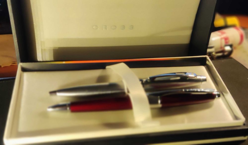 Caneta Sheaffer 100 Brushed Chrome & Cross Aventura Vermelha c/ Caixa