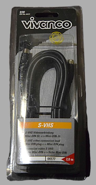 Kabel Vivanco łącznik video S-VHS 2 metry. Obustronnie męskie wtyki Mini-DIN 4-pin.