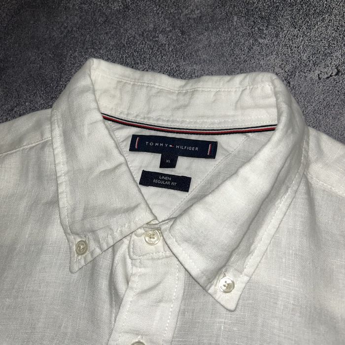 Tommy Hilfiger сорочка з льону XL білого кольору оригінал