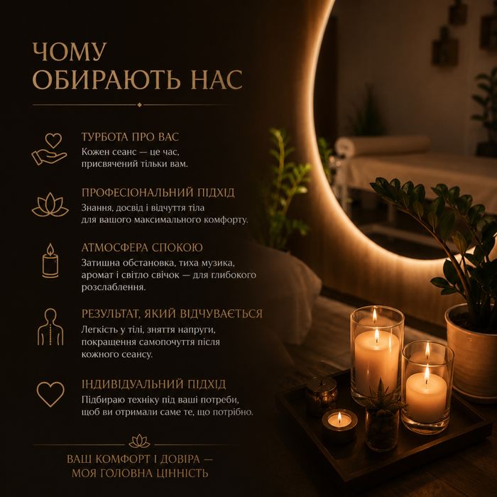 МАСАЖ.  Один масаж і ви наш. ВИЇЗД