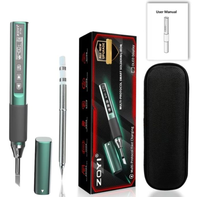 портативный умный паяльник ZOYI ZT-T12 ( N1 PRO)2 жала + КЕЙС.