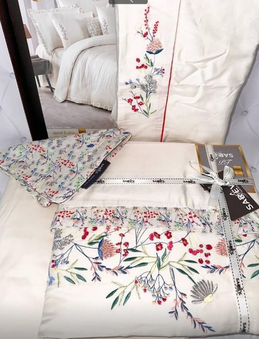 Постельное белье Sarev Nitra премиум сатин 300ТС евро с вышивкой