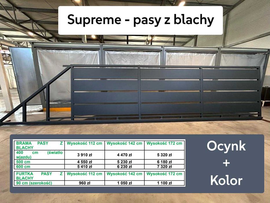 Furtka SUPREME 3 poziome pasy z blachy 90x142cm PRODUCENT