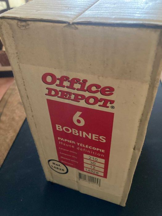 Lote de 20 Rolos de Papel para Fax OFFICE DEPOT Ref. 14828 – 210mm x 30m x 12mm – Selados