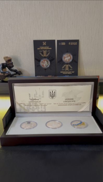 Набір срібних монет «Державні символи України»