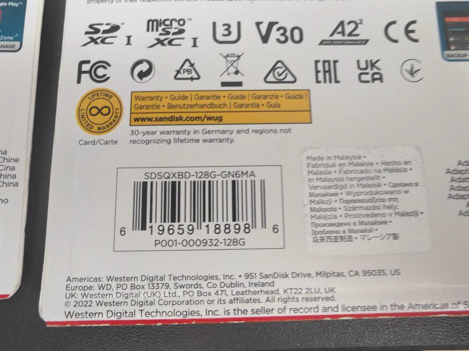 Karta pamięci SanDisk 128 GB Extreme Plus U3 V30 200/90 nowa