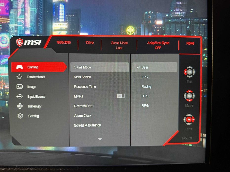 Монітор MSI Optix G2412V / 1920x1080 FHD IPS / 100Hz / 1ms/ 23.8"
