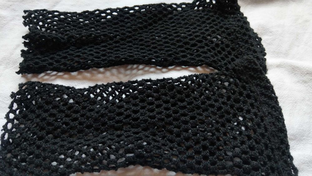 Czarne ażurowe rękawiczki mitenki kabaretki handmade wysyłka