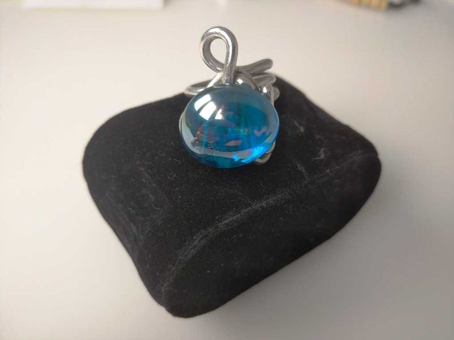 Anel pedra azul/artesanato (novo)