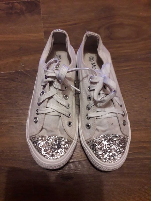 Tenisówki Trampki McKey z srebrnymi cekinami