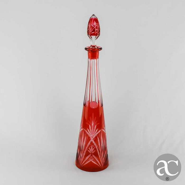 Garrafa de cristal Doublé em cor vermelha