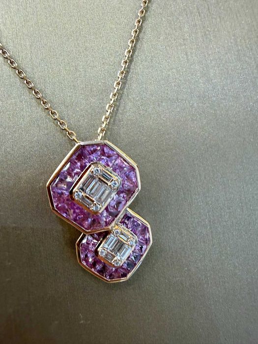 Naszyjnik Infinity z szafirami 2.13 CT i diamentami naturalnymi 0.25 CT