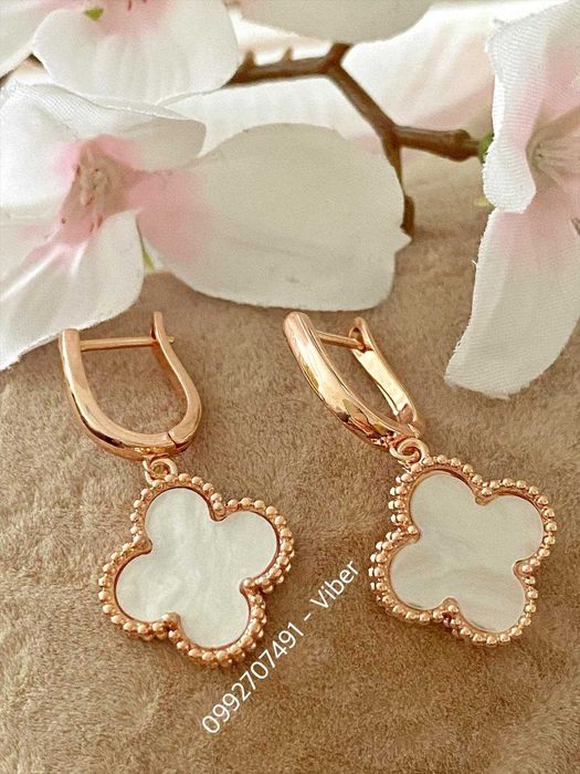 Позолоченные Серьги Клевер (Разные Модели), Конюшина.Позолота. Сережки