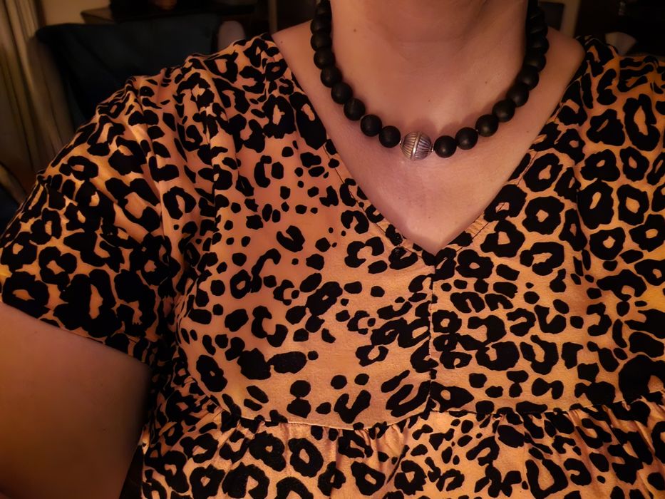 Naszyjnik bursztyn czarny