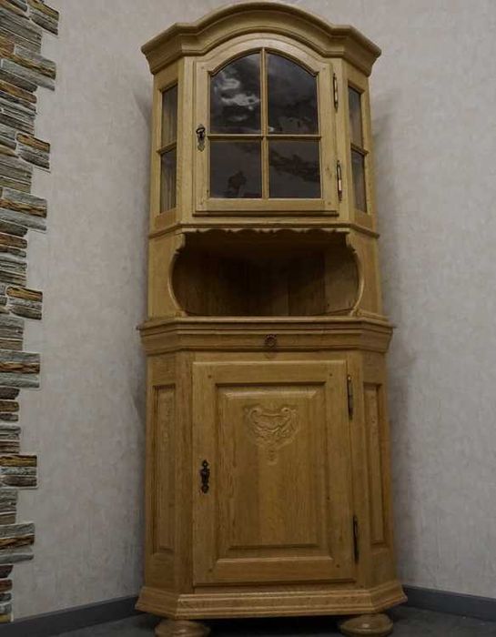 Witryna Narożna z Litego Dębu Jasna Naturalna 61/61 cm   (P-1384)