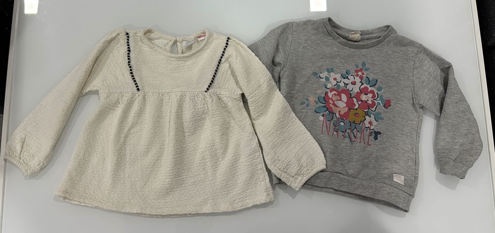 Camisola Branca Zara + Cinza Zippy (3/4 Anos)
