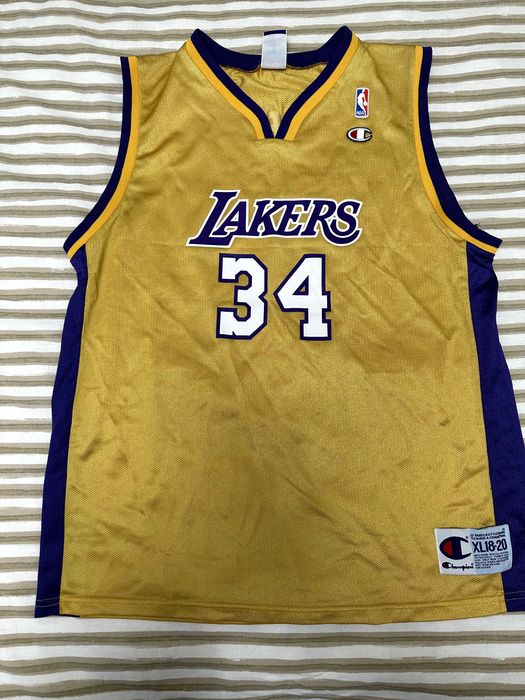 Баскетбольная майка Lakers №34 Champion Shaqil O"Neal Yellow