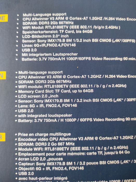 Action Camera Varta 4k wifi-Novo