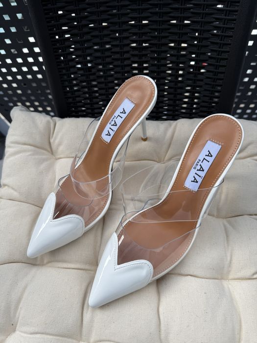 Туфлі-мюлі Alaïa Heart Алая прозорі, сердечко, білі і чорні, 36 розмір