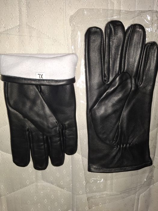 Rękawice czarne zimowe skóra NOWE, rozmiar XL.