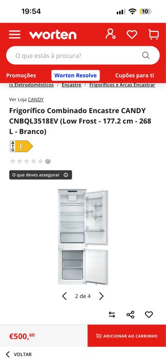 Frigorífico Combinado Encastre CANDY CNBQL3518EV (Low Frost - 177.2 cm - 268
