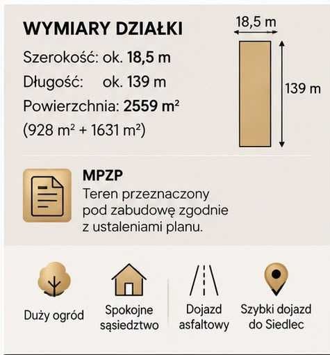 Działka budowlana 2559 m² | Media | MPZP | Przygody gm. Suchożebry - Widok 4