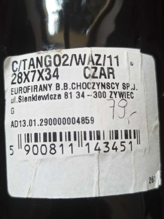 Wazon czarny nowy Tango