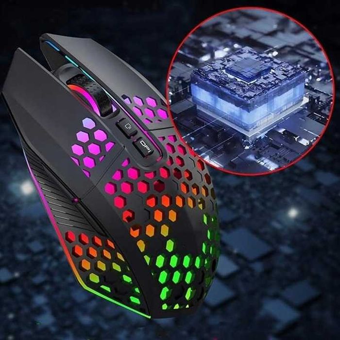 MYSZKA bezprzewodowa mysz 2.4 GHz gamingowa dla graczy LED RGB 2,4