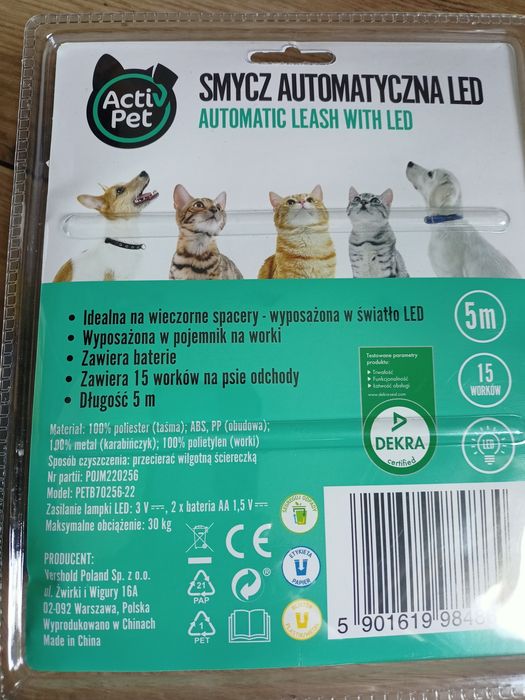 Smycz automatyczna LED