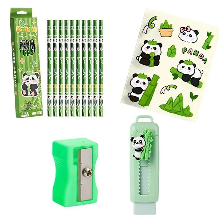 ‼️Великий набір канцелярії Панда 55в1 в кейсі з кодовим замком