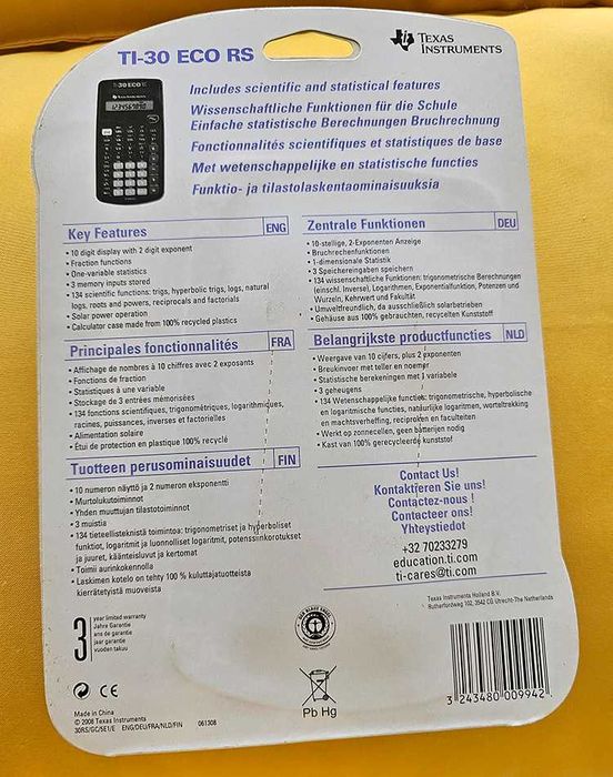 Calculadora TI-30 ECO RS, selada