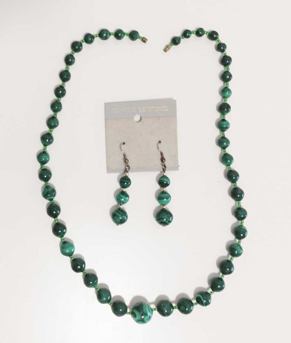 Conjunto Colar e Brincos de Malachite
