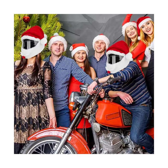 Gorro de Pai Natal com barba capacete tamanho único par de luvas