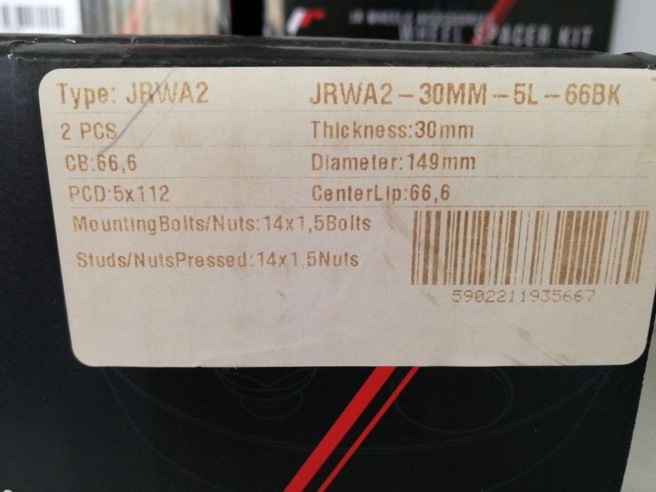 Espaçadores Japan Racing Duplo Aperto Mercedes/Audi 30 mm 5x112 CB66.