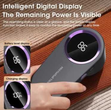Removedor de Borbotos Elétrico Recarregável USB com Display LED Aparador de Fiapos para Roupa e Malhas novo