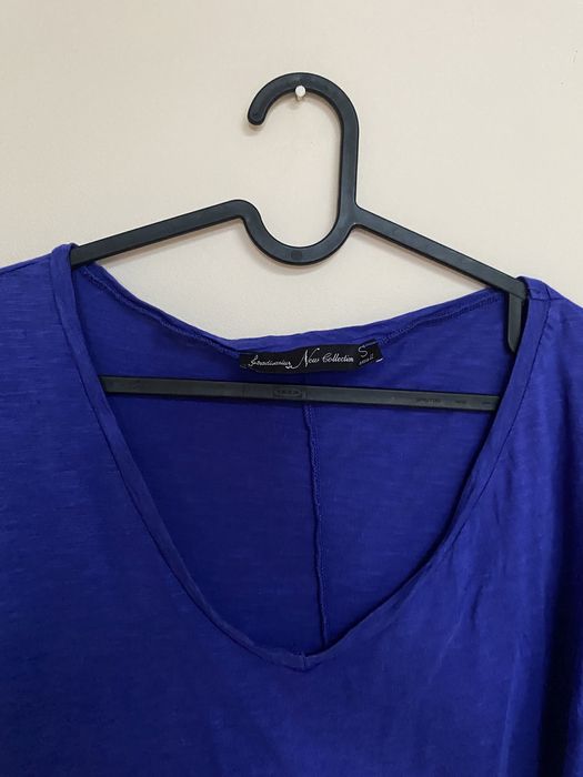 Granatowy T-shirt Stradivarius S