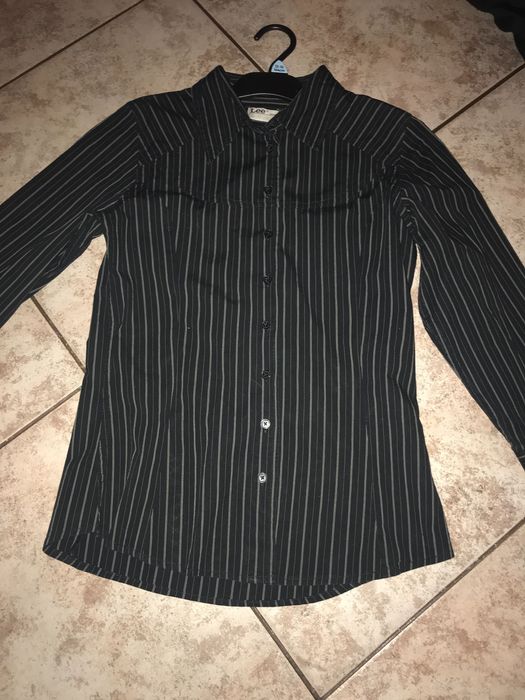 Czarna koszula w paski, damska Lee
