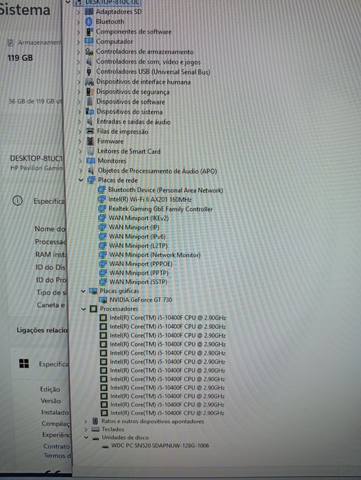 HP Pavilion Gaming Desktop PC TG01-1038ns com processador i5 10400F.
