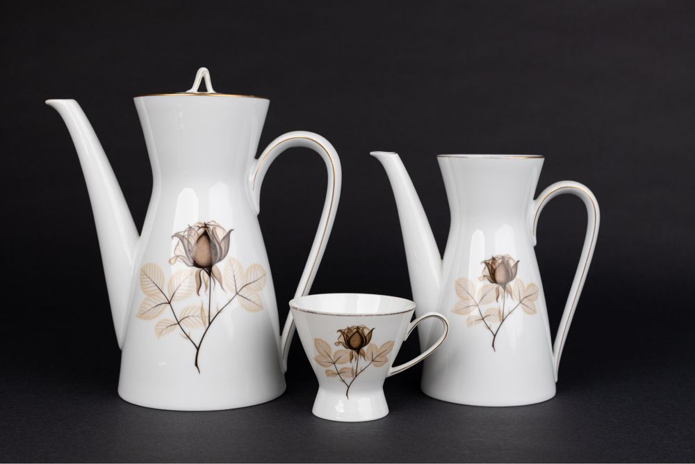 Rosenthal Form 2000 czarna róża dzbanek filiżanka komplet porcelana