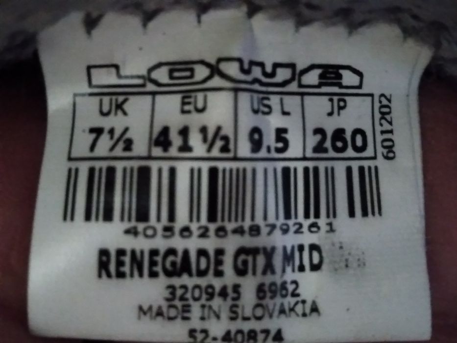 Оригінальні Ботінки трекингові LOWA Renegade GTX Mid  41 1/2  Нові