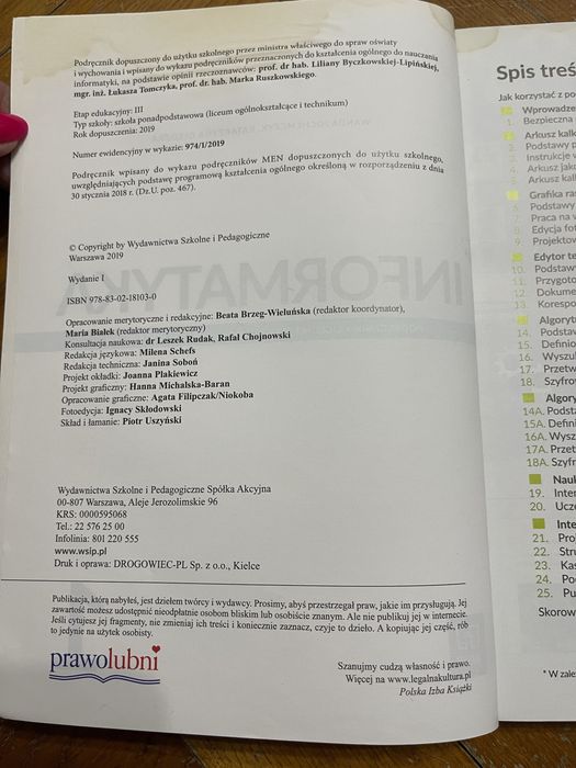 Informatyka 1 liceum technikum zakres podstawowy