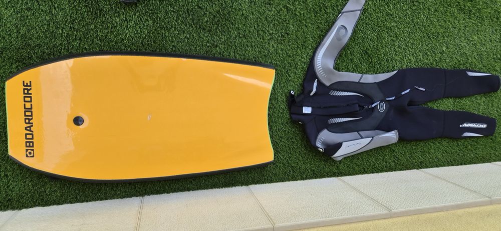 Conjunto Prancha Bodyboard Criança 36" leash e fato e meias-bota - 7/10 anos