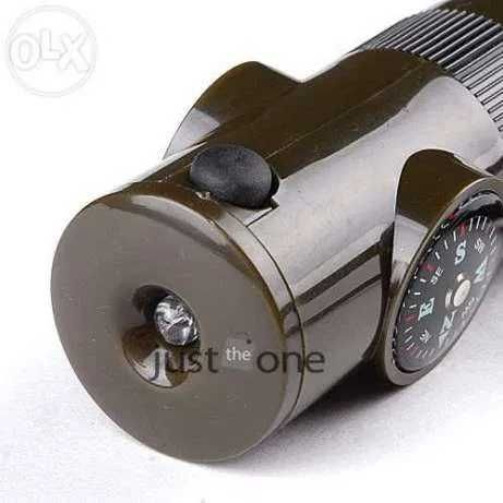 Lanterna led militar + Apito segurança sobrevivência + termómetro