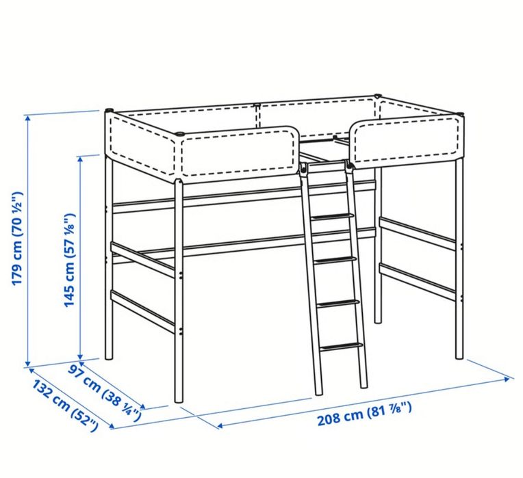 Cama alta Ikea Tuffing com colchão