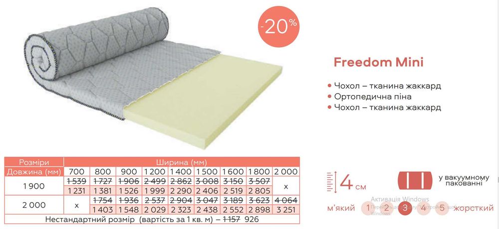 Тонкий мініматрац покращить спальну поверхню та комфорт сну.